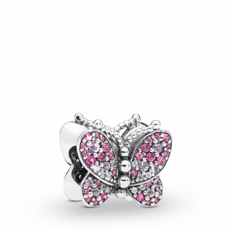 Talismane Pandora Dazzling Pink Butterfly Argint/Roz (HtEUXTvK)